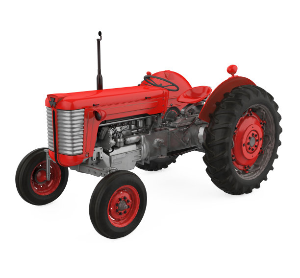 红色农业拖拉机孤立图片下载