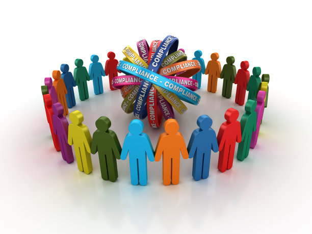 象形图团队与合规丝带- 3D渲染图片下载