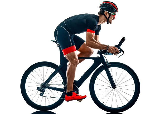 铁人三项自行车自行车剪影孤立的白色背景图片下载
