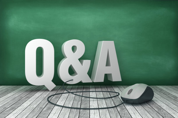 3D文字问答与电脑鼠标在黑板背景- 3D渲染图片下载