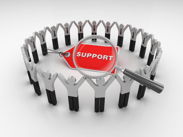 图形团队与支持价格标签和放大镜- 3D渲染图片下载