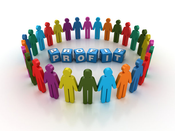 图形团队与利润流行语立方体- 3D渲染图片下载