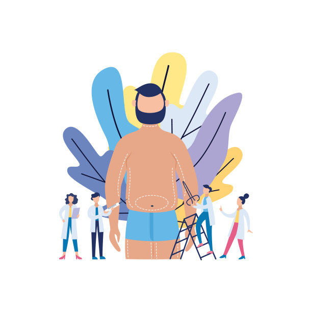 吸脂和美容手术旗帜平面矢量插图孤立。图片下载