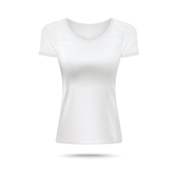女人黑色圆领t恤现实的模板，矢量插图孤立。图片下载