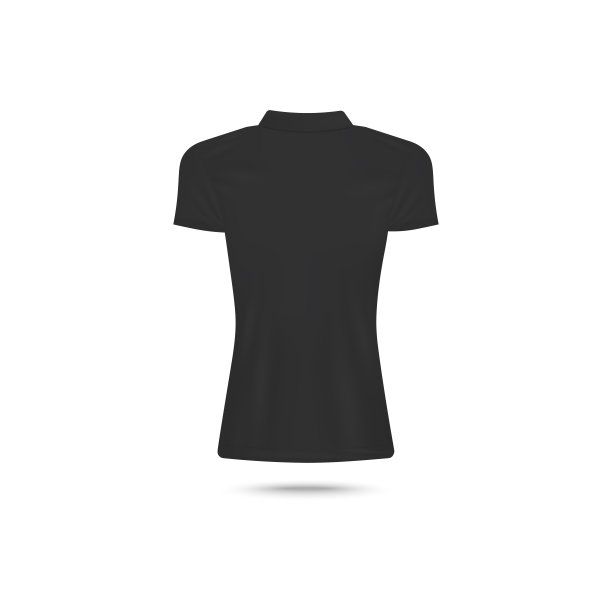 现实的黑人妇女马球t恤模型从背面的观点图片下载