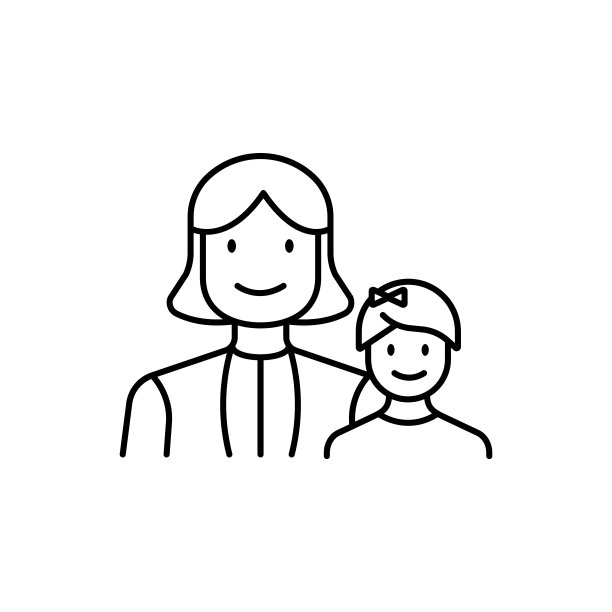 孩子，母亲节，家庭线图标上的白色背景图片下载
