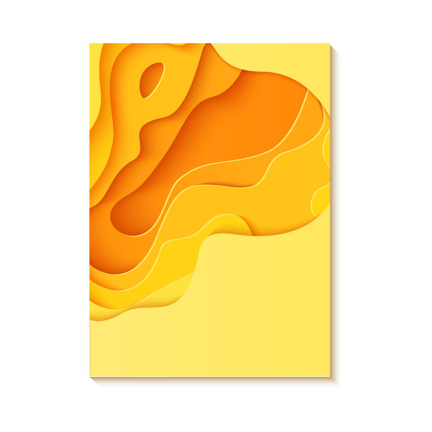 抽象的黄色传单剪纸风格。为拯救地球的海报，生态手册，介绍，邀请剪出橙色波浪模板与文本的地方。矢量贴花卡片插图。图片下载