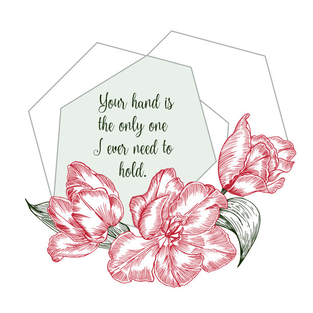 贺卡与春天鲜花束郁金香在灰色的背景红色和绿色。线条雕刻绘画复古风格。逼真的植物自然花卉素描图案图片下载