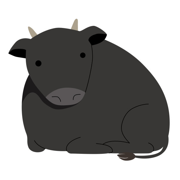 向量插图的黑牛小雕像。图片下载