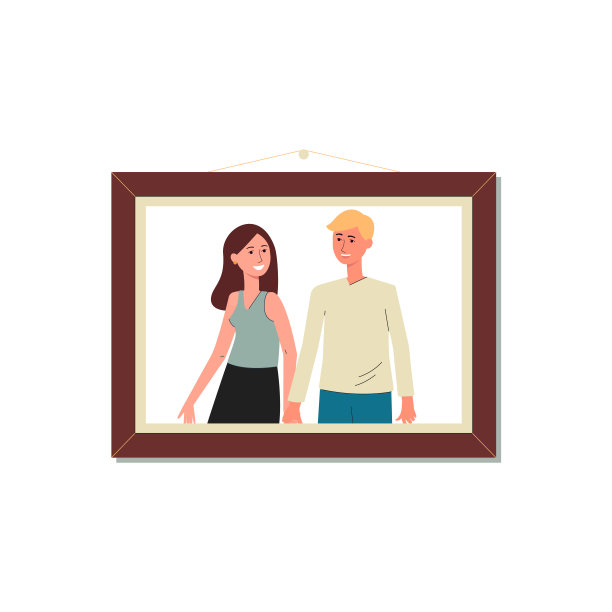 情侣人物照片——男人和女人，扁平风格矢量图图片下载