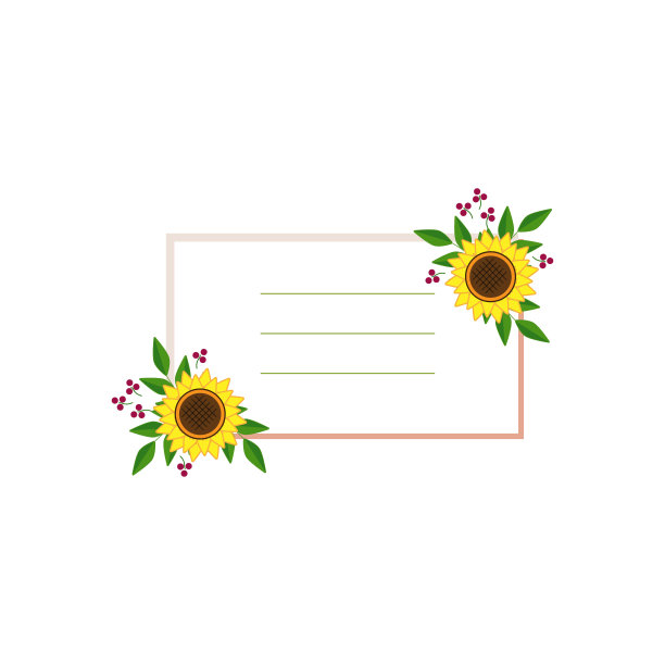 大的阳光向日葵在一个花束与树叶和浆果收集在一个框架上的白色背景，向量图片下载