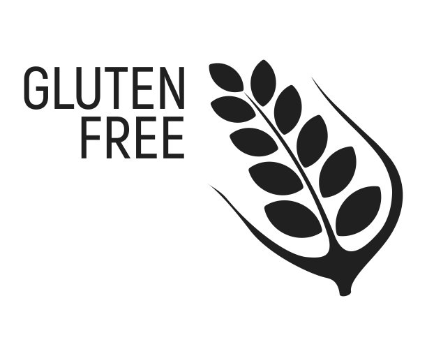 无谷蛋白。过敏原食品，无转基因产品的图标和标识。不耐受和过敏的食物。概念黑色和简单的矢量插图和孤立的艺术图片下载