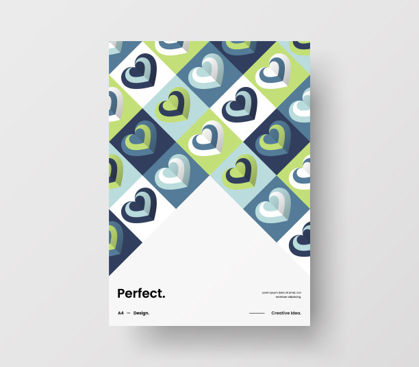 惊人的情人节A4矢量垂直方向头版模拟。封面抽象带有心形插图设计布局。节日贺卡简单创意的宣传册背景。图片下载