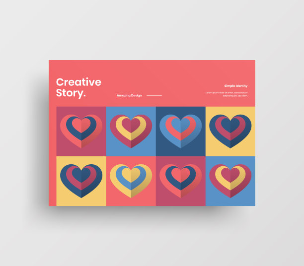 惊人的情人节A4矢量水平方向头版模拟。封面抽象带有心形插图设计布局。节日贺卡简单创意的宣传册背景。图片下载