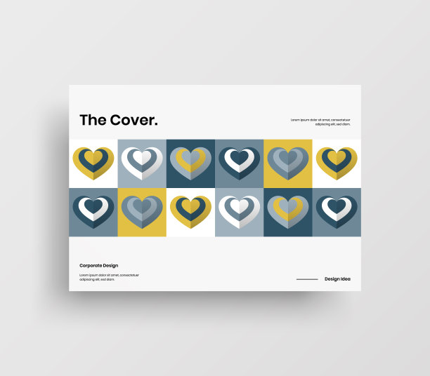 惊人的情人节A4矢量水平方向头版模拟。封面抽象带有心形插图设计布局。节日贺卡简单创意的宣传册背景。图片下载