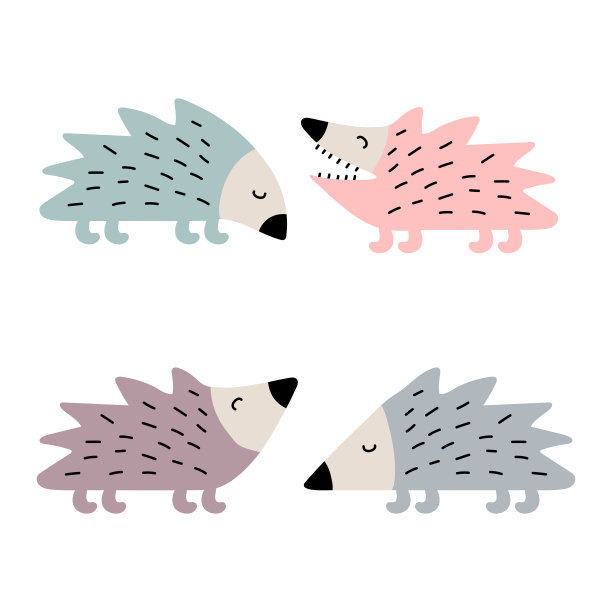 一套可爱的刺猬矢量插图集图片下载