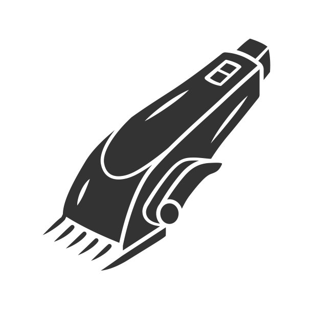 剃须机字形图标。理发的过程。理发师美容设备。男女理发工具。美容电子乐器。轮廓的象征。负空间。向量孤立的插图图片下载