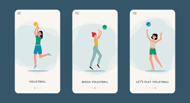 卡通女子打篮球-手机运动app页面设置图片下载