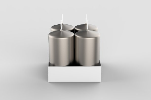 空白4柱香薰和彩色蜡烛品牌，3d渲染插图。图片下载
