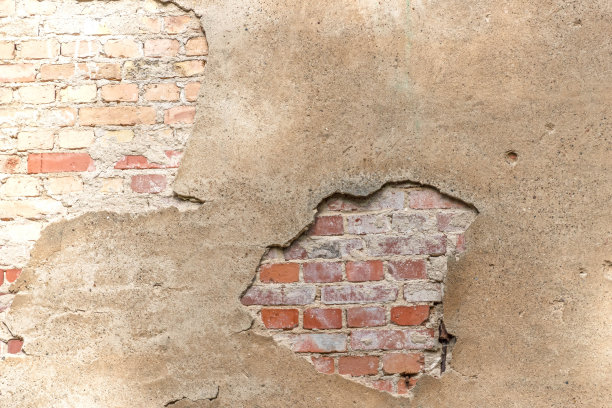 混凝土和砖墙损坏图片下载