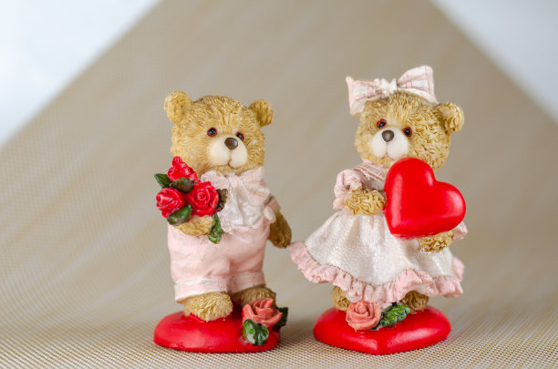 一对情侣的幼崽在明亮的背景上。图片下载