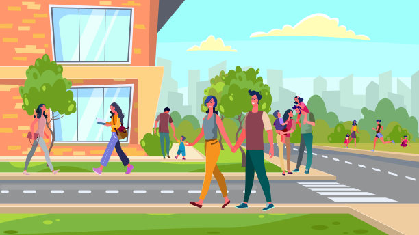 在郊区行走的市民素材图片