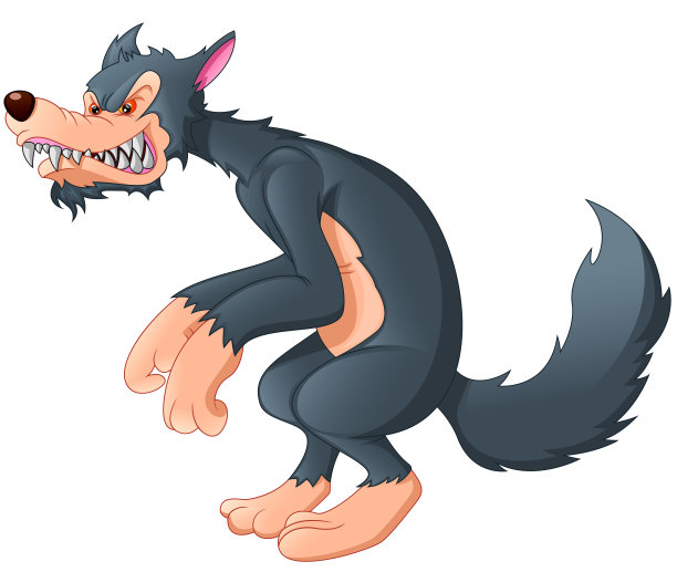 白色背景的狼卡通图片下载