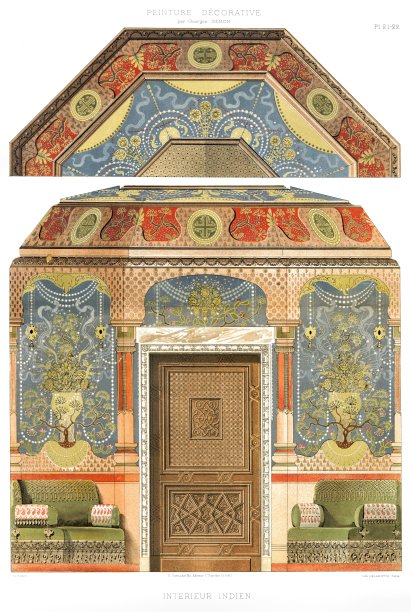 印度内饰，由装饰绘画创作于1895年图片下载