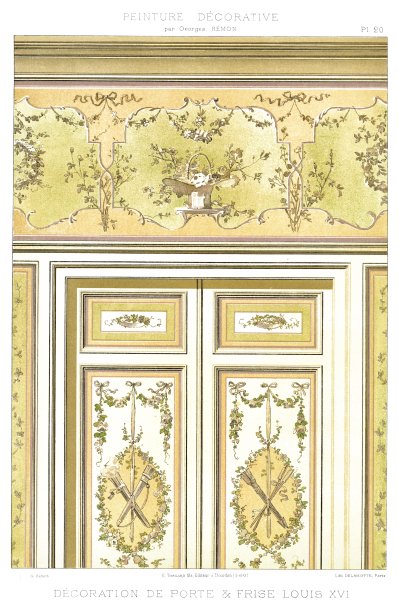 路易十六的门和中楣装饰，由装饰画1895年图片下载