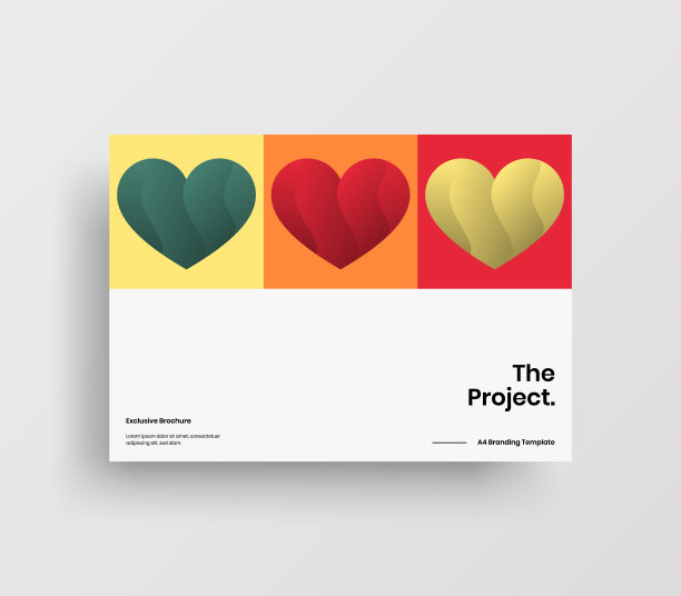 惊人的情人节A4矢量水平方向头版模拟。封面抽象带有心形插图设计布局。节日贺卡简单创意的宣传册背景。图片下载