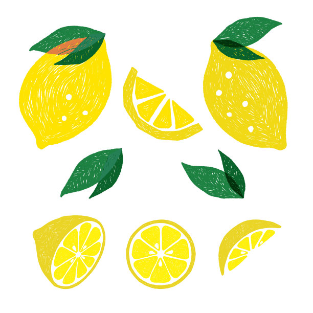 柠檬插图，卡通，水果插图，符号，柠檬绘图，可爱的柠檬，柠檬图案图片下载