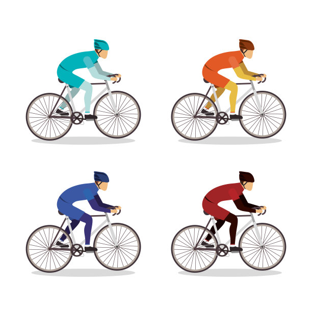 男士骑自行车集合矢量设计图片下载