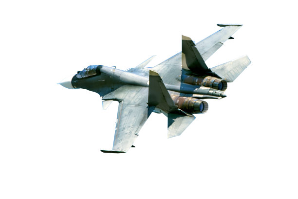 战斗机在白色背景下起飞。图片下载