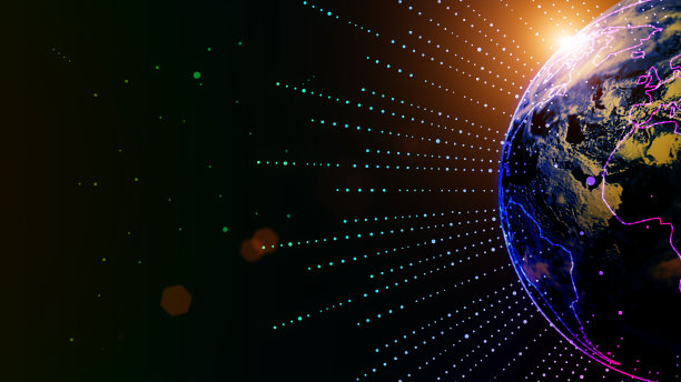 虚线构筑了地球的轮廓，互联网的大数据背景和网络技术。图片下载