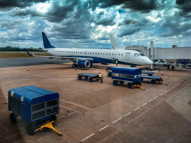 商业飞机- Várzea格兰德，马托格罗索，MT，巴西。素材图片