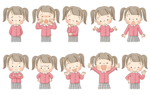 一组女孩胸部拍摄的插图图片下载