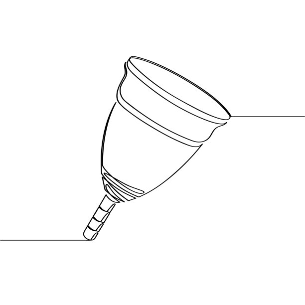 女性月经杯。在一条连续的线上画的，孤立在白色背景上。股票矢量图图片下载