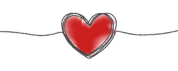 心手绘素描涂鸦，矢量纠结细线线分割器与红色背景。情人节爱情，婚礼，生日或慈善心形设计，涂鸦形状图片下载