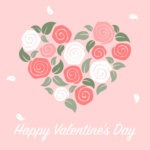 粉红色背景卡片上的心形玫瑰图片下载
