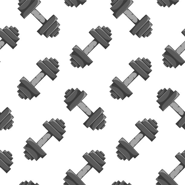 黑色哑铃举重。卡通风格的向量。孤立在白色背景上。图片下载