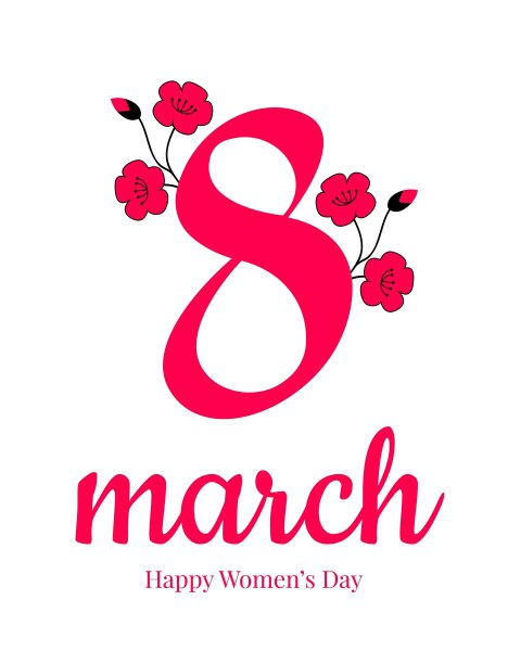 明信片寄至三月八日祝贺妇女节。刻字贺卡。图片下载