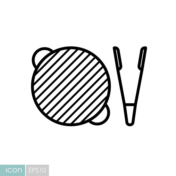 带钳子的烧烤架矢量图标图片下载