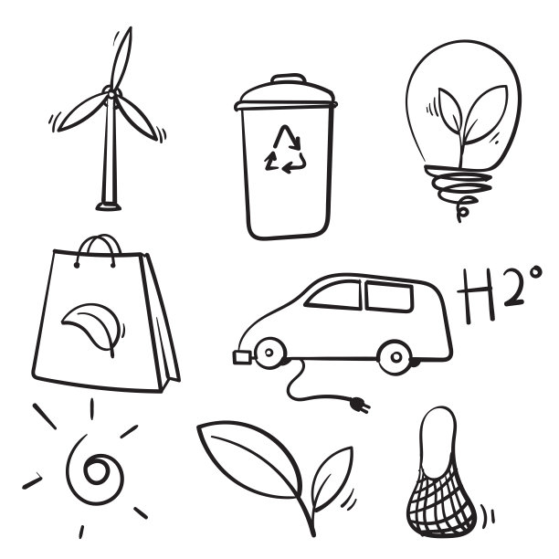 收集手绘零浪费图标符号插图涂鸦图片下载