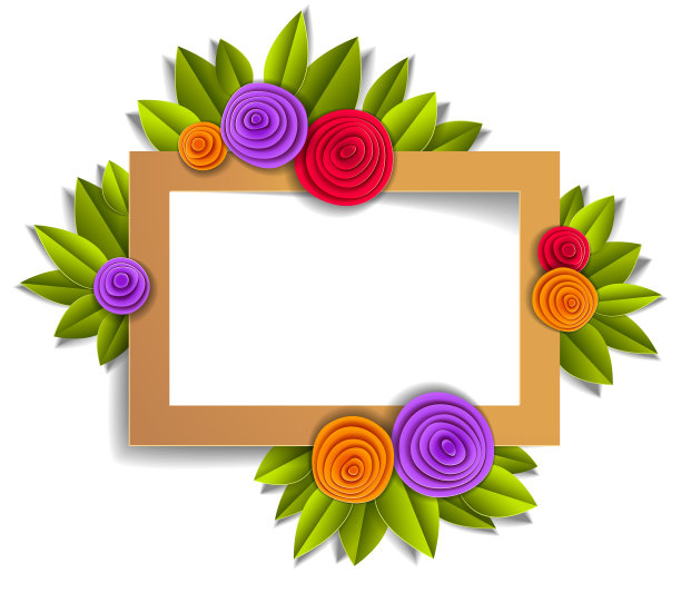 背景与花和叶子剪纸风格，复制空间的文字，矢量花卉插图。婚礼请柬或浪漫贺卡。图片下载