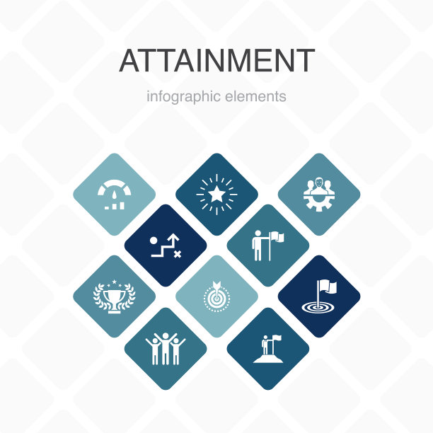 信息图10选项颜色设计。目标，领导，目标，团队简单图标图片下载