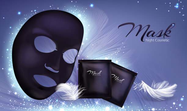 矢量海报与黑色面部化妆面具图片下载