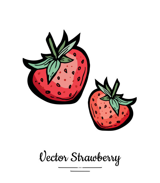 草莓向量孤立。红莓手绘插图。时尚食品素食菜单水果图标全草莓图片下载