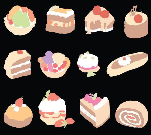 向量图像设置各种甜布朗尼图片下载