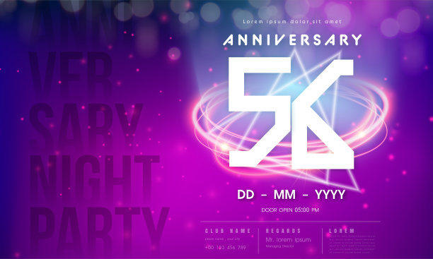 56周年纪念标志模板紫色抽象未来主义空间背景。第56届现代科技设计以高科技网络数字技术概念设计元素庆祝数字。图片下载
