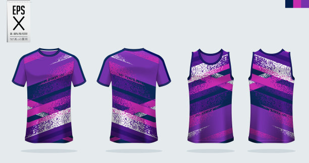 t恤运动模型模板设计的足球运动衫，足球工具包。篮球运动衫和跑步背心背心。运动服的正面和背面。向量。图片下载